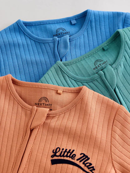 |BabyBoy| Multi Baby Two Way Zip Footless 100% Algodão Sleepsuits 3 Unidades (0 meses a 3 anos) (0 meses a 3 anos)