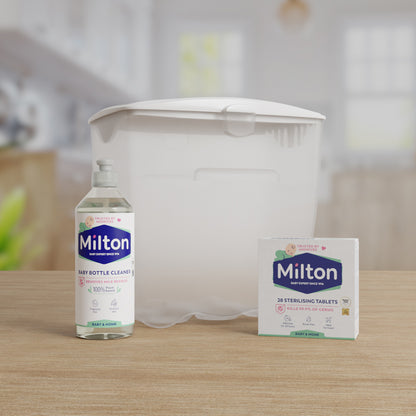 Milton Kit inicial com comprimidos e esterilizador de água fria.