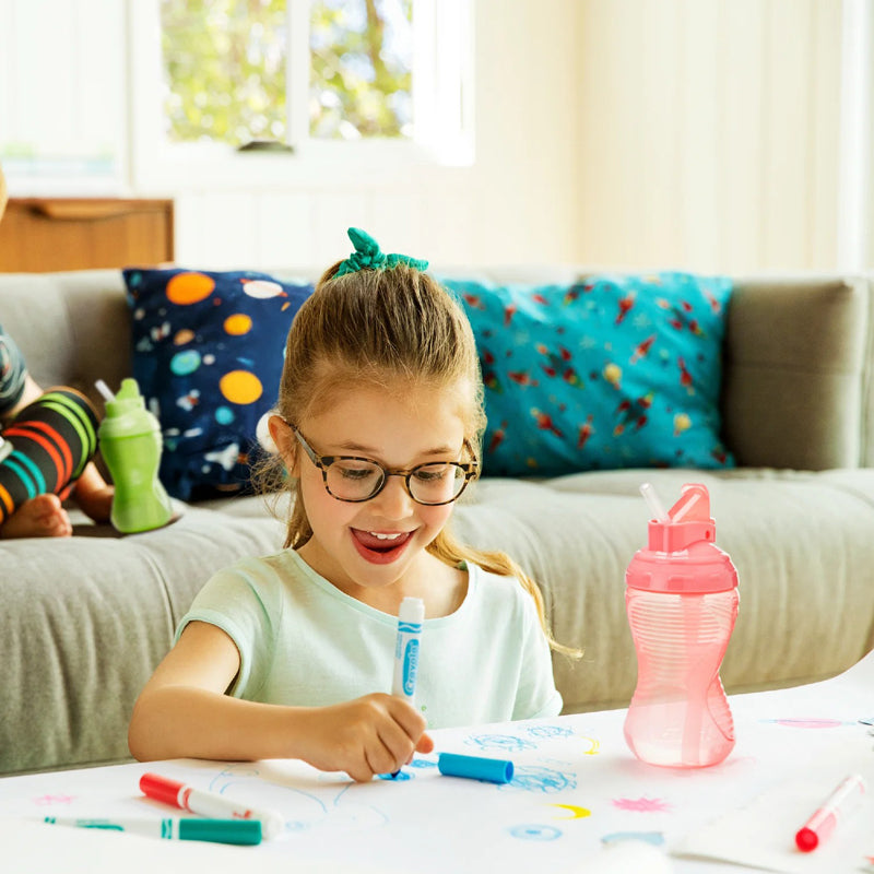 Munchkin Copo com canudo Mighty Grip rosa e verde, pacote com 3 unidades, 300ml