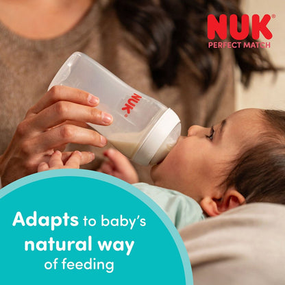 NUK Bico de Silicone para Mamadeira Perfect Match 3m+ (Pacote com 2) – Bico Macio com Toque de Pele para Amamentação Mista (Peito e Mamadeira)