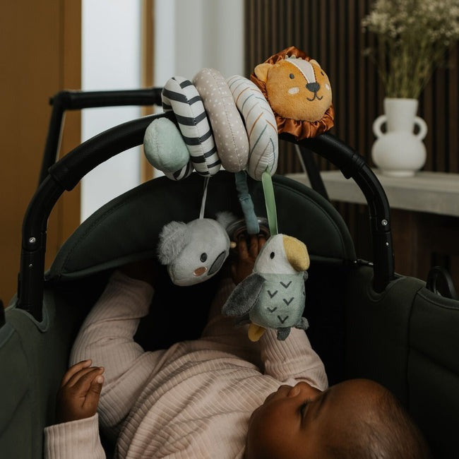 Nuby Espiral de Aventuras com Animais Envolve a alça da cadeirinha do carro ou a barra do carrinho de bebê