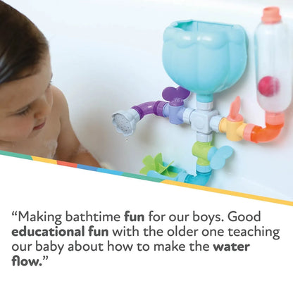 Nuby Copos Wacky Water Works para fixar o brinquedo com segurança na banheira.