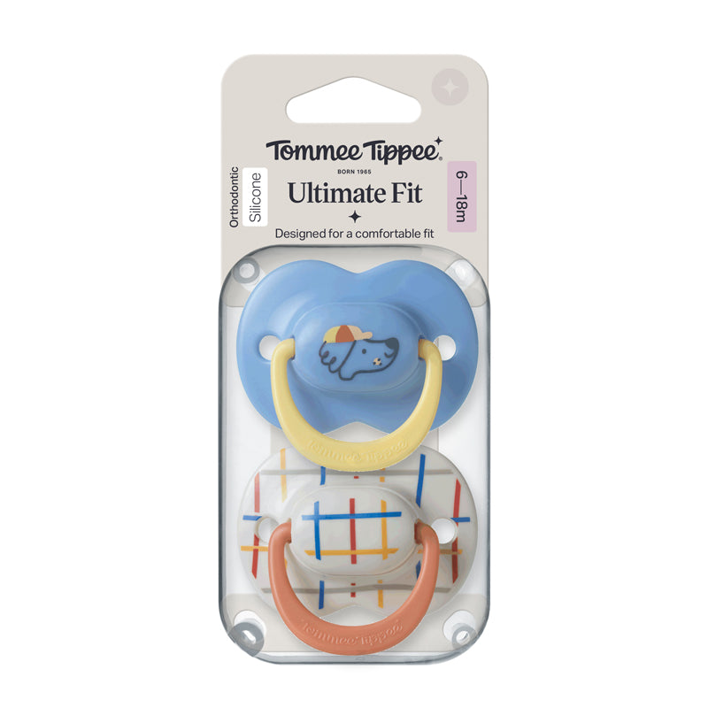 Tommee Tippee Chupeta Ultimate Fit para menino de 6 a 18 meses (pacote com 2)