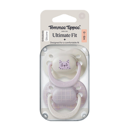 Tommee Tippee Chupeta Ultimate Fit para menina de 0 a 6 meses (2 unidades) com alça compatível com prendedor de chupeta