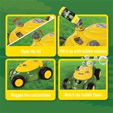 Cortador de grama Tomy John Deere Bubble com garrafa de 4 onças