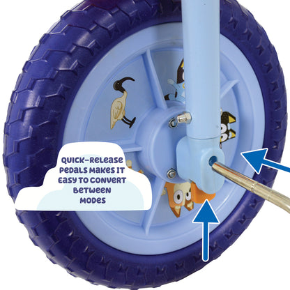 Bluey Bicicleta de Treinamento Infantil 10" 2 em 1 – Converte-se de bicicleta com pedais para bicicleta de equilíbrio; inclui rodinhas e pneus à prova de furos.