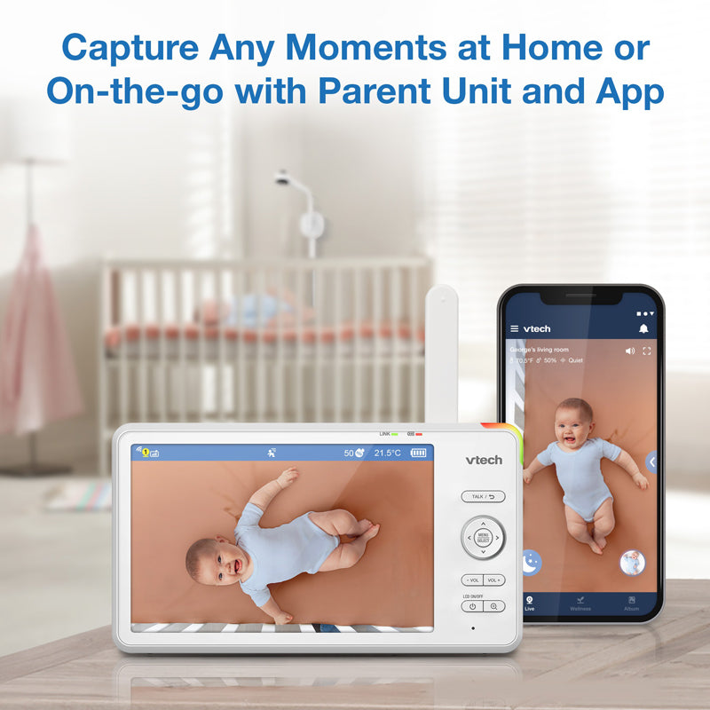 Monitor de vídeo inteligente de alta definição VTech de 7 polegadas para berço