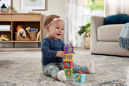 VTech Blocos de montar Pop-a-Blocks fortalecem as habilidades motoras finas e grossas