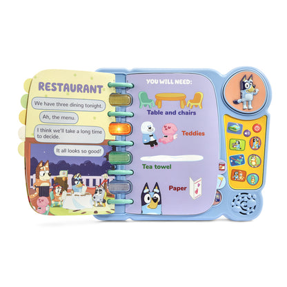 Vtech Livro de Jogos Bluey's Bingo, botões para Papai e Mamãe