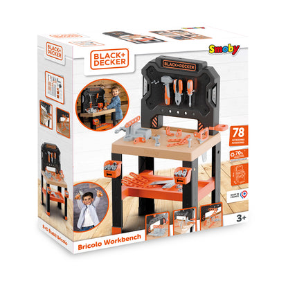 Black And Decker Bancada de Trabalho  Bricolo da Smoby – Oficina de "Faça Você Mesmo" com Ferramentas (Martelo, Chave de Fenda) e Plástico Reciclado – Para Crianças a Partir de 3 Anos