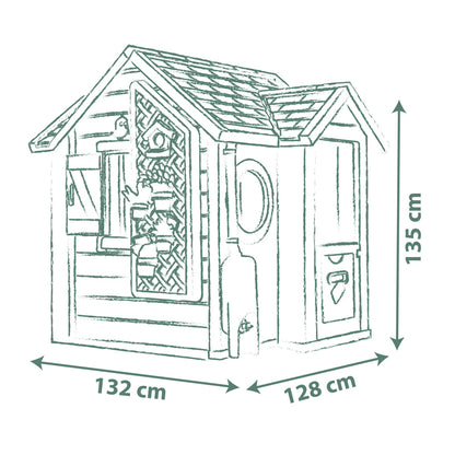 Smoby Life Casinha de Jardim  – Casa de Brinquedo Infantil para Áreas Externas com Floreira, Treliça, Reservatório de Água, Ferramentas e Acessórios de Jardinagem