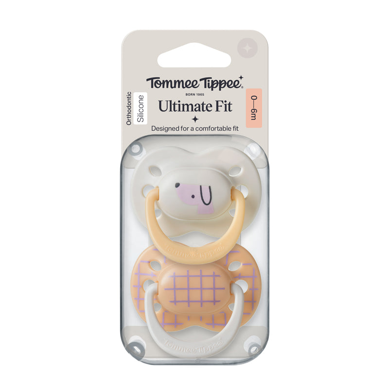Tommee Tippee Chupeta Ultimate Fit para menina de 0 a 6 meses (2 unidades) com alça compatível com prendedor de chupeta