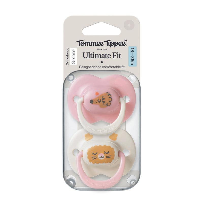Tommee Tippee Chupeta Ultimate Fit para meninas de 18 a 36 meses (pacote com 2)