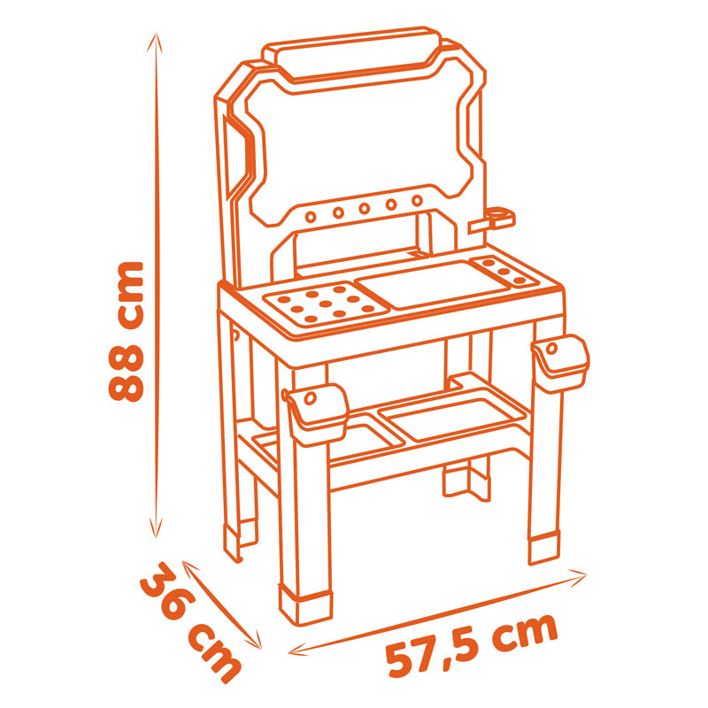 Black And Decker Bancada de Trabalho  Bricolo da Smoby – Oficina de "Faça Você Mesmo" com Ferramentas (Martelo, Chave de Fenda) e Plástico Reciclado – Para Crianças a Partir de 3 Anos