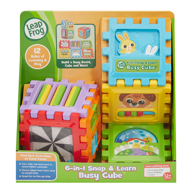 Leap Frog Cubo de atividades 6 em 1 Snap & Learn™ com anéis giratórios, painel deslizante e espelho de autodescoberta.