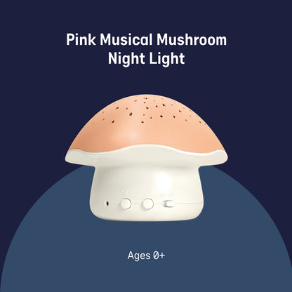 Angelcare Pabobo da - Projetor Musical de Estrelas em Formato de Cogumelo - Uma experiência relaxante em tons de rosa com luz e música.