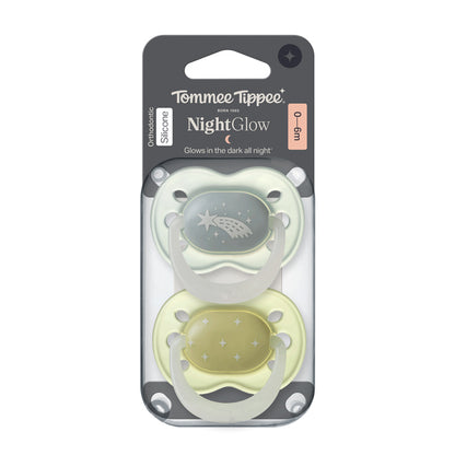 Tommee Tippee Chupeta Night Glow 0-6 meses, pacote com 2 unidades