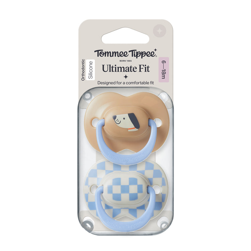 Tommee Tippee Chupeta Ultimate Fit para menino de 6 a 18 meses (pacote com 2)