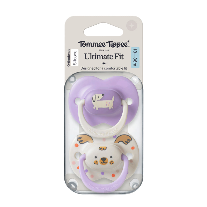 Tommee Tippee Chupeta Ultimate Fit para meninas de 18 a 36 meses (pacote com 2)
