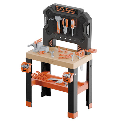 Black And Decker Bancada de Trabalho  Bricolo da Smoby – Oficina de "Faça Você Mesmo" com Ferramentas (Martelo, Chave de Fenda) e Plástico Reciclado – Para Crianças a Partir de 3 Anos