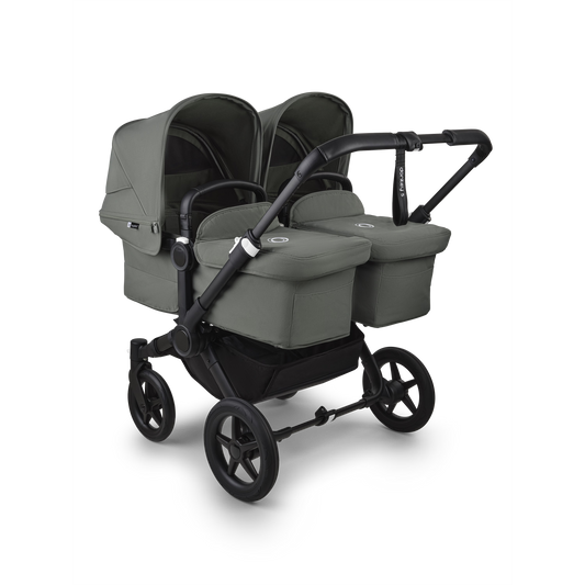 Bugaboo Carrinho de Bebê Donkey 5 Twin – Verde-floresta, Base Preta, Carrinho Duplo Lado a Lado, Todo-o-Terreno, Confortável e Fácil de Manobrar