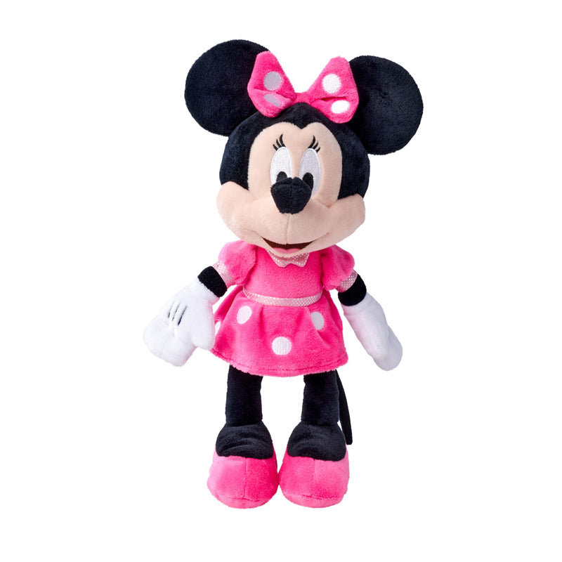 Disney Pelúcia Classic Minnie Mouse 25 cm | Brinquedo de pelúcia macio e fofinho | Vestido rosa de bolinhas | Presente para crianças e fãs