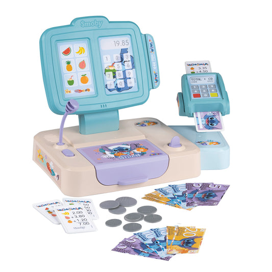 Disney Caixa Registradora Stitch Smoby Brinquedo de Faz de Conta com 26 Acessórios