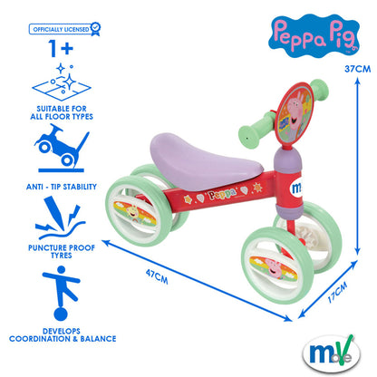Deluxe Carrinho de Brinquedo Infantil Peppa Pig Bobble Ride-On - Veículo Licenciado no Reino Unido 2026 - Presente