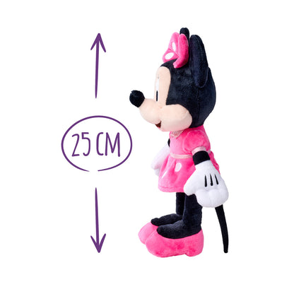 Disney Pelúcia Classic Minnie Mouse 25 cm | Brinquedo de pelúcia macio e fofinho | Vestido rosa de bolinhas | Presente para crianças e fãs