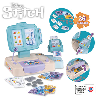 Disney Caixa Registradora Stitch Smoby Brinquedo de Faz de Conta com 26 Acessórios