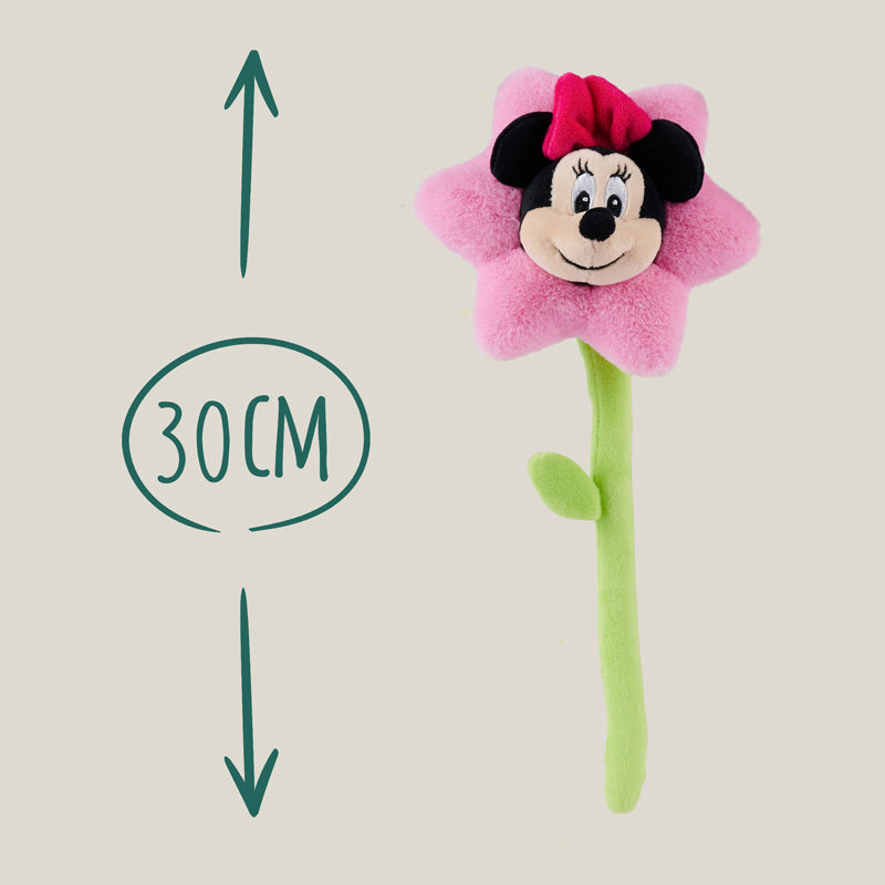 Disney Caixa de Presente In Bloom – Pelúcia de Flor da Minnie com Pétalas Macias, Haste Flexível e Detalhes Bordados