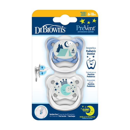 Dr. Brown Chupetas PreVent Glow In The Dark Butterfly da Azul 6-18m 2Pk