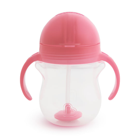 Vaso con pajita ponderado Tip &amp; Sip Click Lock de Munchkin, rosa, 207 ml