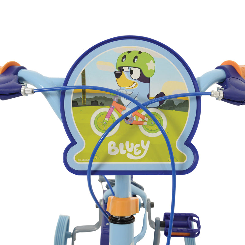 Bluey Bicicleta Infantil "Meu Primeiro Passeio" (Aro 12) – Pneus à Prova de Furos, Quadro de Aço, Rodinhas Removíveis e Selim Ajustável