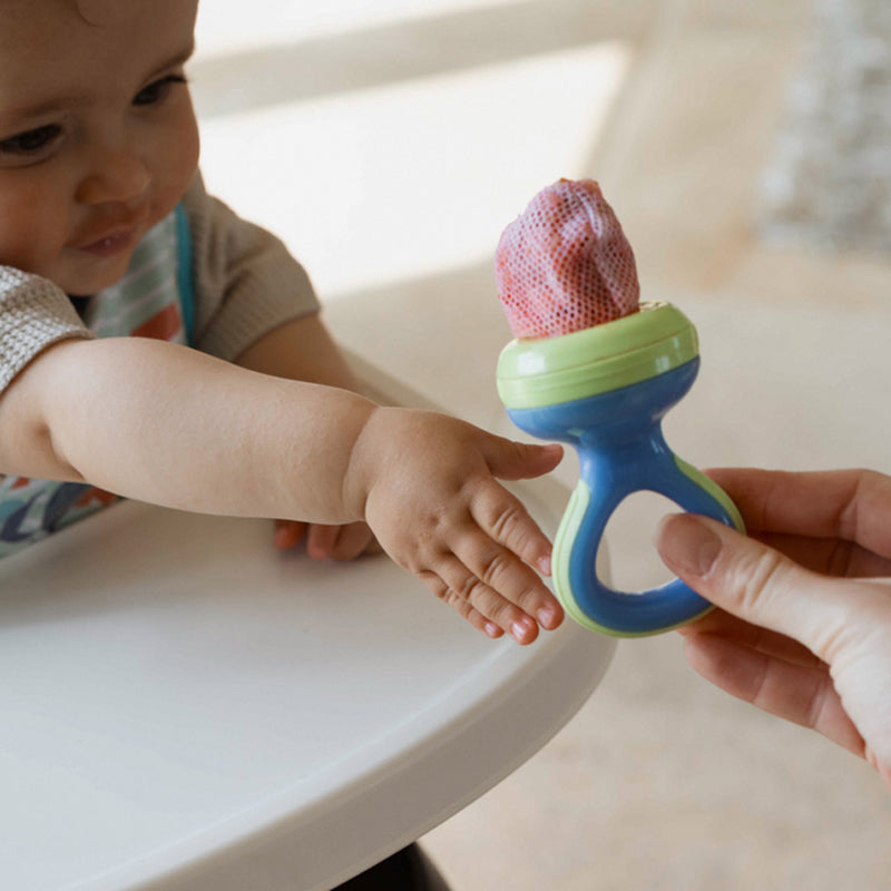 Nuby Alimentador de frutas Baby Nibbler, seguro para introdução alimentar e mordedor.