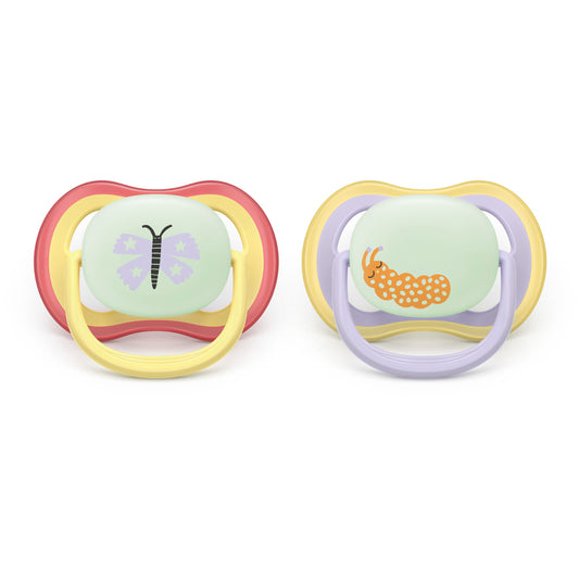 Philips Avent Chupeta Ultra Air Nighttime para meninas de 0 a 6 meses (pacote com 2)