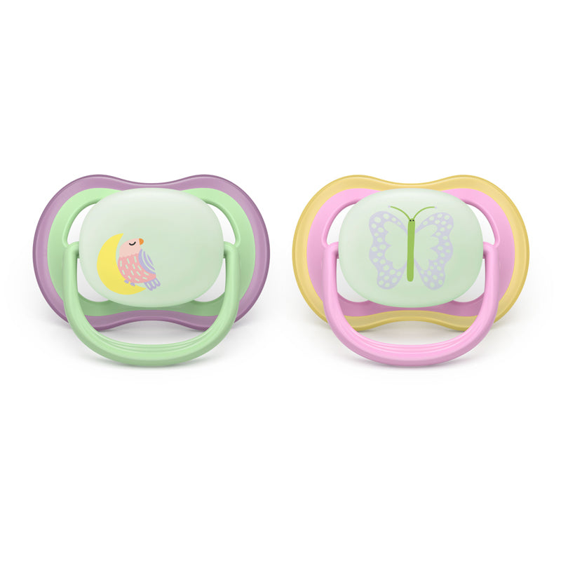 Philips Avent Chupeta Ultra Air Nighttime para meninas de 6 a 18 meses (pacote com 2)