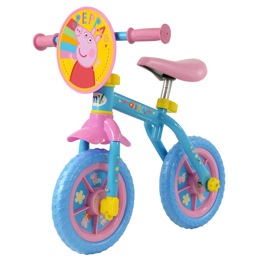 Peppa Pig Bicicleta de Treinamento 2 em 1  (10 polegadas) para Crianças – Bicicleta com Pedais, Rodinhas de Treinamento de Remoção Rápida e Modo de Bicicleta de Equilíbrio