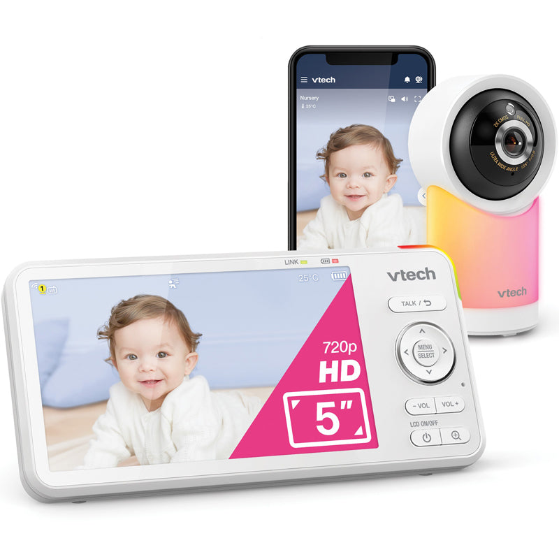 VTech Monitor de vídeo Smart Wi-Fi de 5" com resolução 1080p e função Pan & Tilt