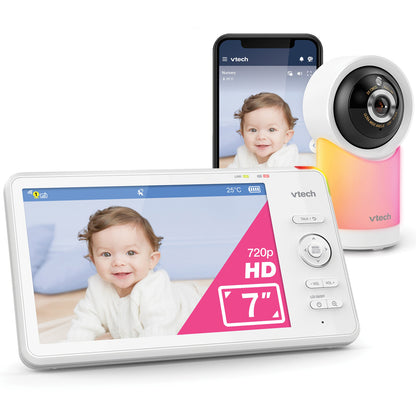 VTech Monitor de vídeo Smart Wi-Fi de 7" com resolução 1080p e função Pan & Tilt