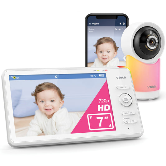 VTech Monitor de vídeo Smart Wi-Fi de 7" com resolução 1080p e função Pan & Tilt