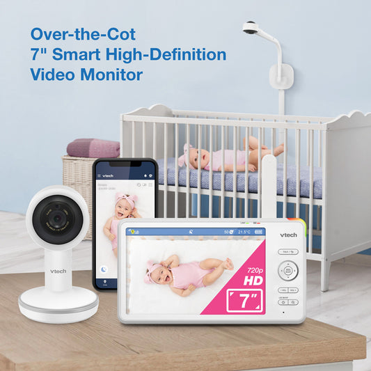 Monitor de vídeo inteligente de alta definição VTech de 7 polegadas para berço