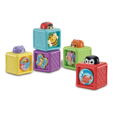 VTech Blocos de montar Pop-a-Blocks fortalecem as habilidades motoras finas e grossas