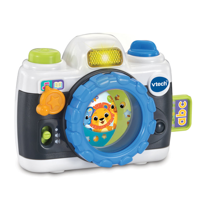 VTech A câmera Snap and Smile gira a lente que faz barulho de clique-claque.