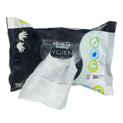 Vital Baby Lenços umedecidos super macios para mãos e rosto Hygiene - Fragrância frutada fresca, pacote com 30 unidades