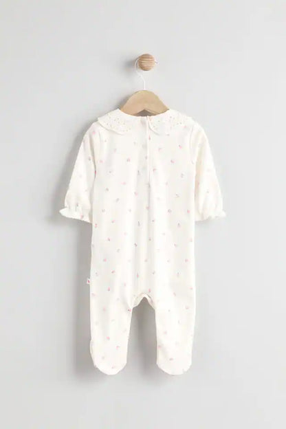 |BabyGirl| Macacão De Dormir Ecru Daddy Baby Family 100% Azlgodão (0-2 anos)