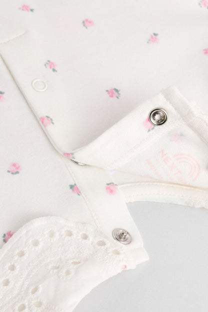 |BabyGirl| Macacão De Dormir Ecru Daddy Baby Family 100% Azlgodão (0-2 anos)