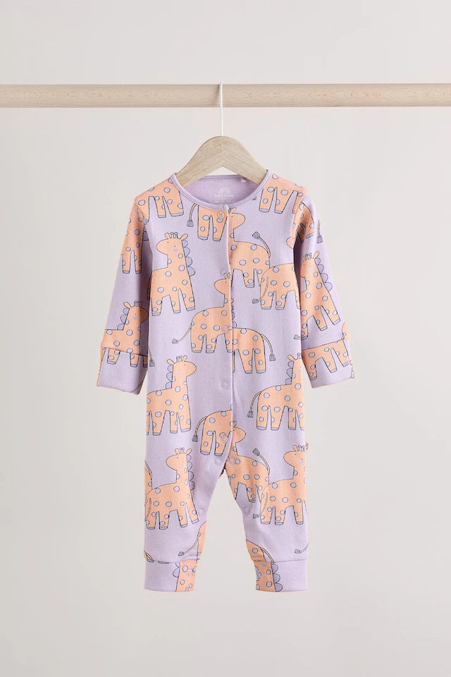 |BabyGirl| Lilás Roxo Bebê Brilhante Sem Pés Pijamas Pacote Com 3 (0 meses-3 anos)