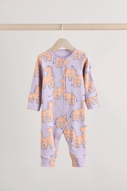 |BabyGirl| Lilás Roxo Bebê Brilhante Sem Pés Pijamas Pacote Com 3 (0 meses-3 anos)