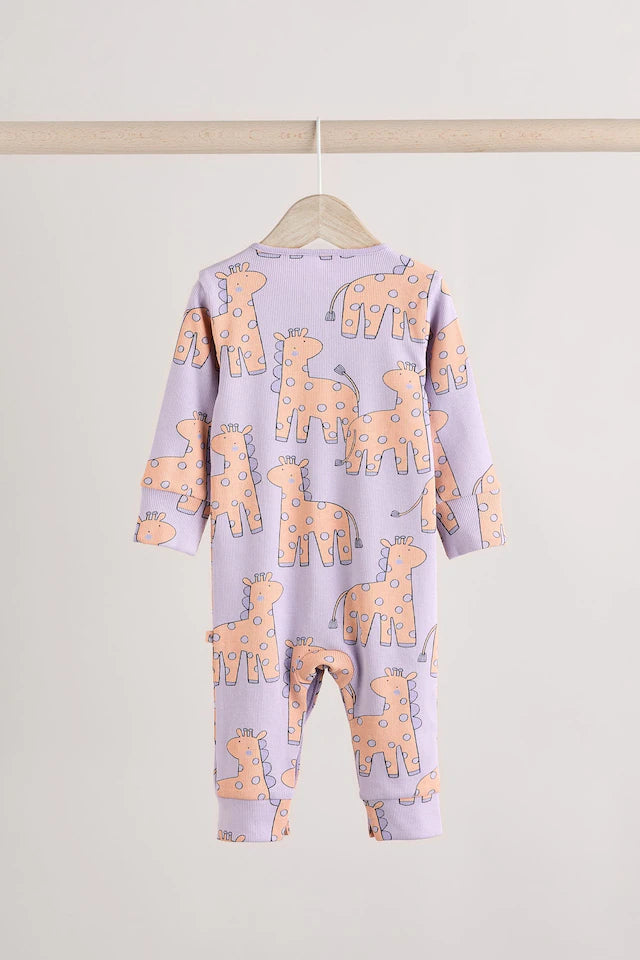 |BabyGirl| Lilás Roxo Bebê Brilhante Sem Pés Pijamas Pacote Com 3 (0 meses-3 anos)